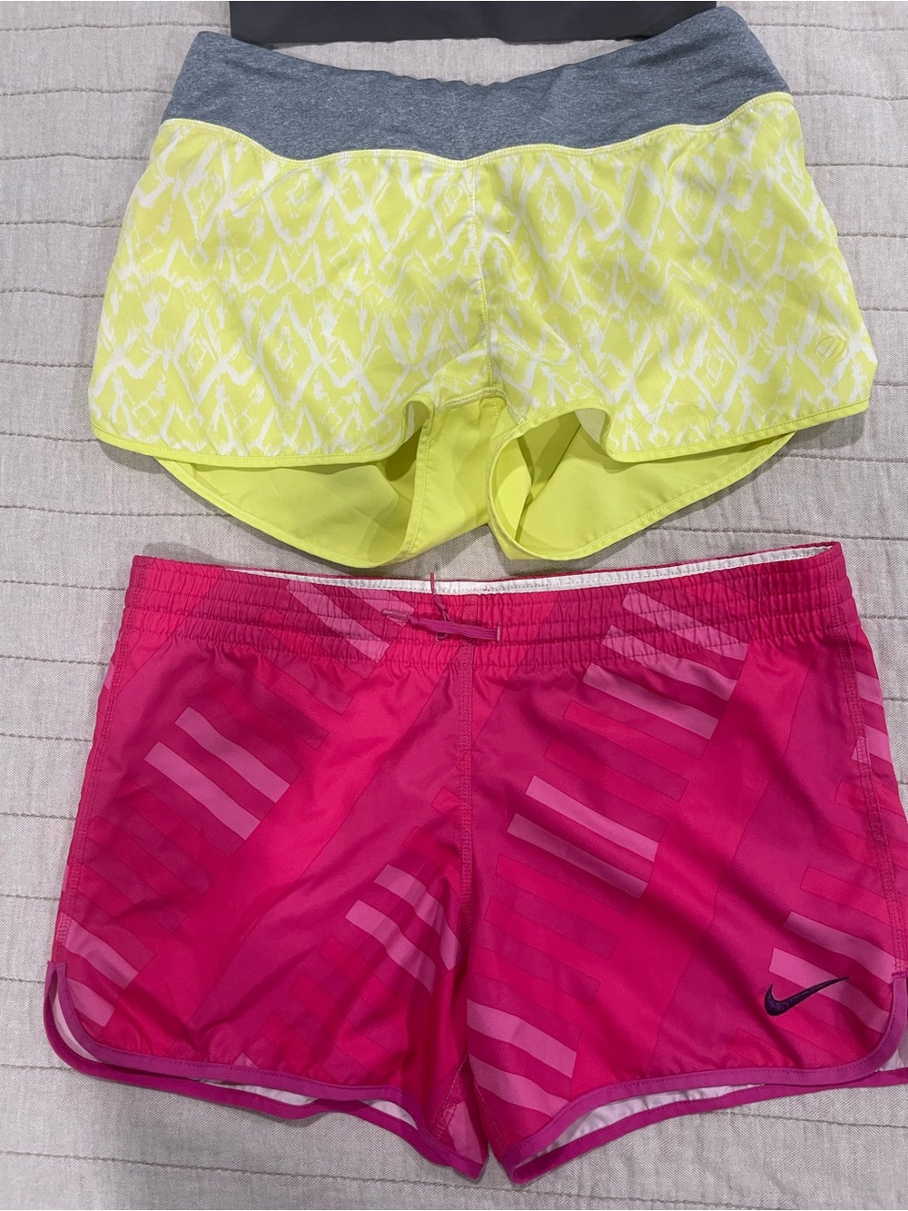 Nike Women’s Hot Pink and Neon Yellow Athletic Shorts Set